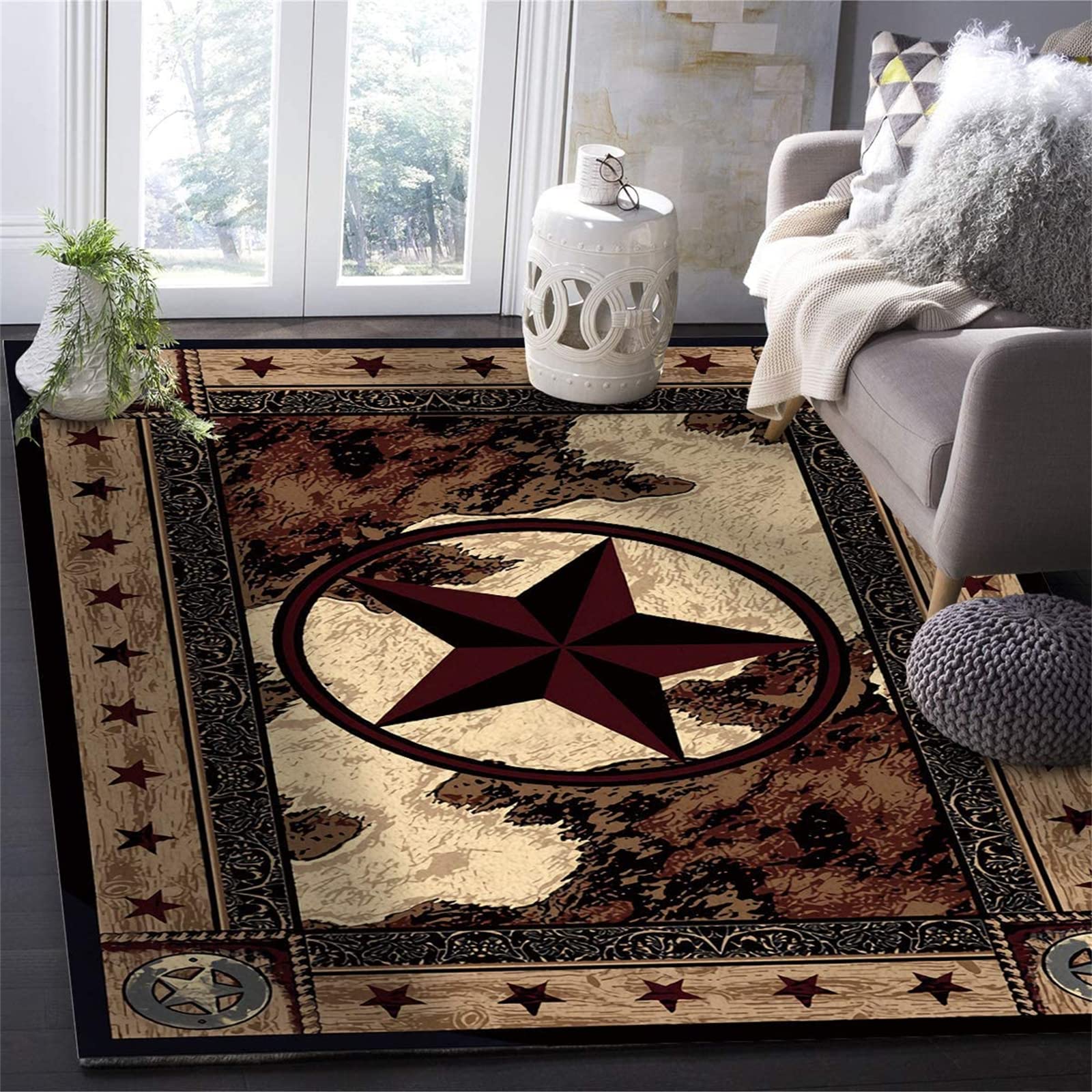 Used USA vintage Rug Mat インテリア Amazon.com: Vintage Rustic Star Area Rugs,Country Decor Rugs for